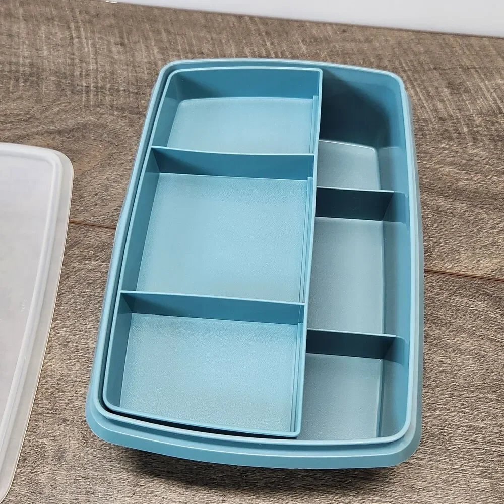 Tupperware Tuppercraft Blue Stow-N-Go Sewing Craft Cash Tackle Box Organizer 767